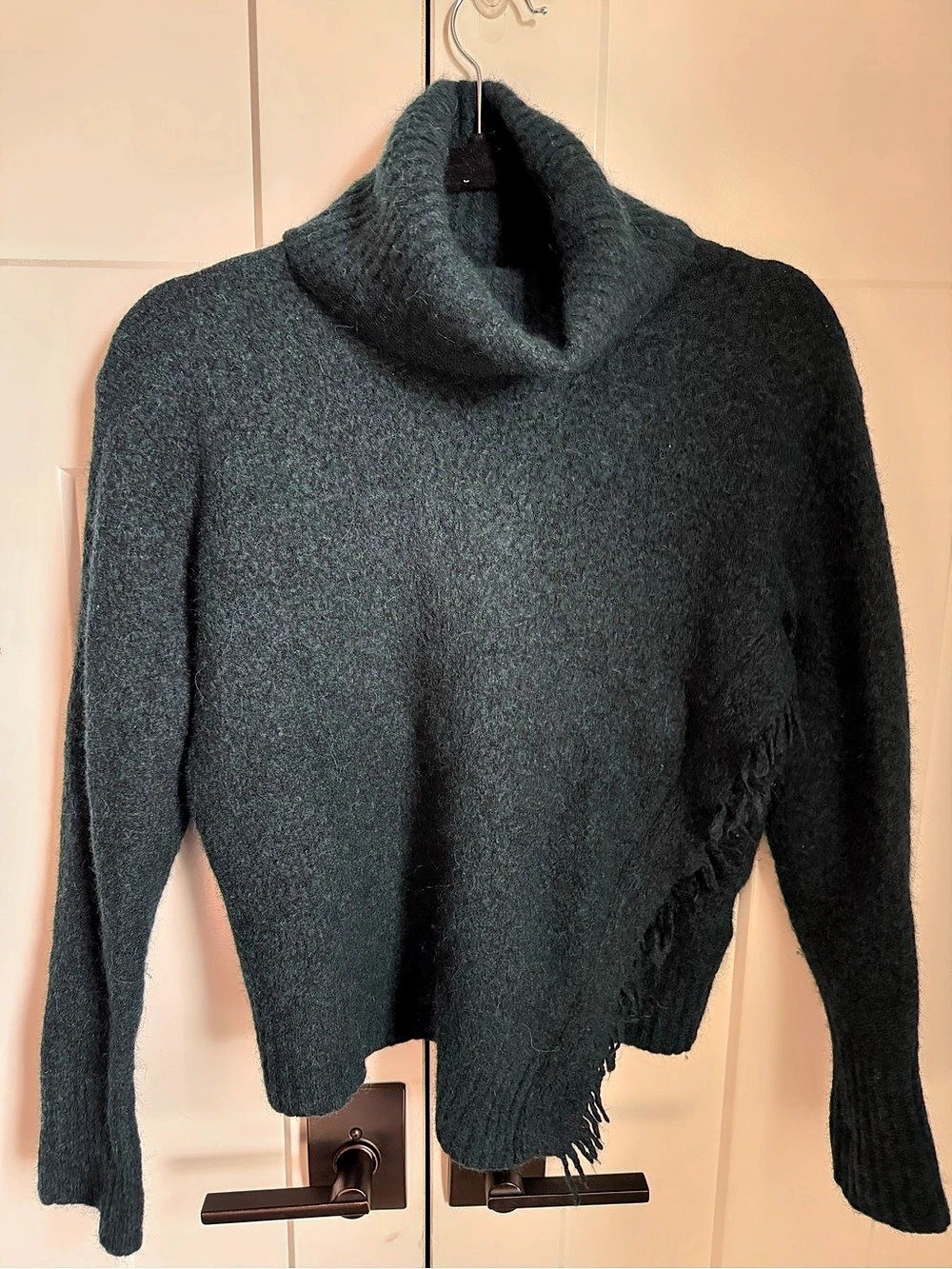 3.1 Phillip Lim Fringe Overlap Turtleneck Sweater Green size XS. EUC.
